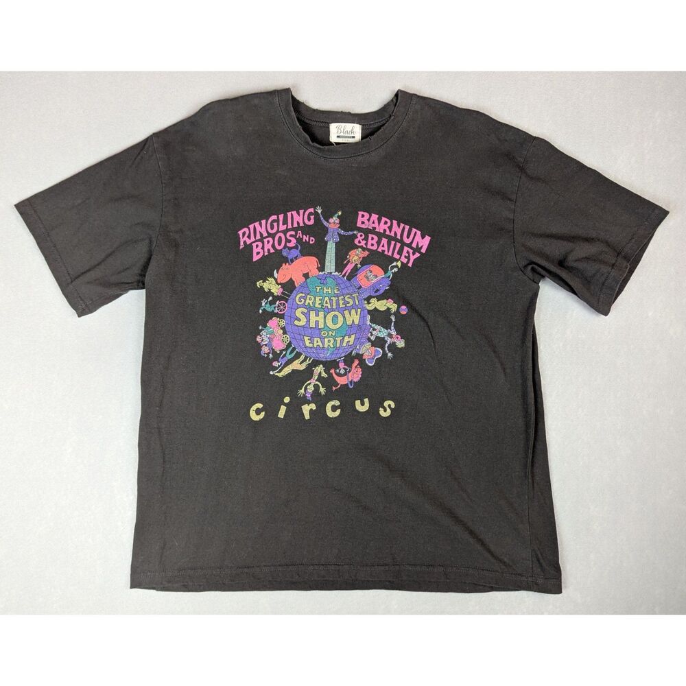 Vintage Style Rare Korean Black Seoul Ringling Bros T-Shirt Gray Size L